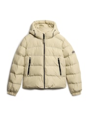 Superdry Pelican Beige Hooded Sports Puffer Jacket - Image 6 of 8