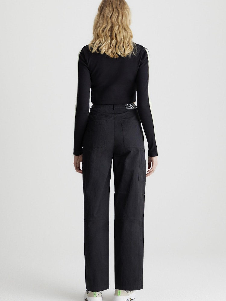 Calvin Klein Jeans Logo Belt High Rise Relaxed Black Joggers - Image 2 of 5