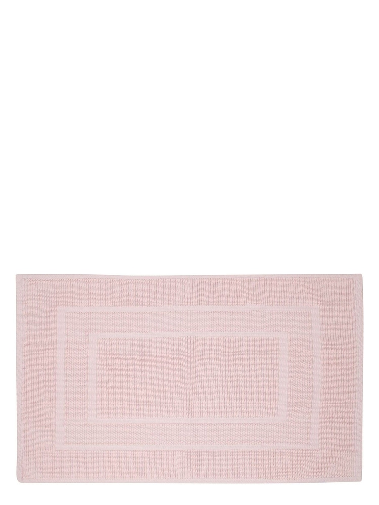 Laura Ashley Blush Pink Cotton Border 100% Cotton Bath Mat - Image 2 of 3