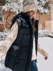 Joules Witham Navy Showerproof Padded Gilet With Hood - Image 1 of 8