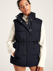 Joules Witham Navy Showerproof Padded Gilet With Hood - Image 2 of 8