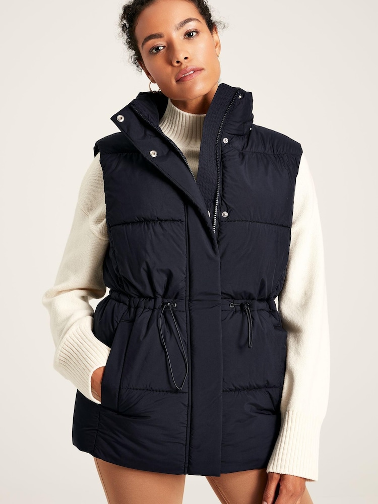 Joules Witham Navy Showerproof Padded Gilet With Hood - Image 2 of 8