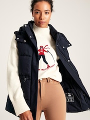 Joules Witham Navy Showerproof Padded Gilet With Hood - Image 4 of 8