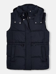 Joules Witham Navy Showerproof Padded Gilet With Hood - Image 8 of 8