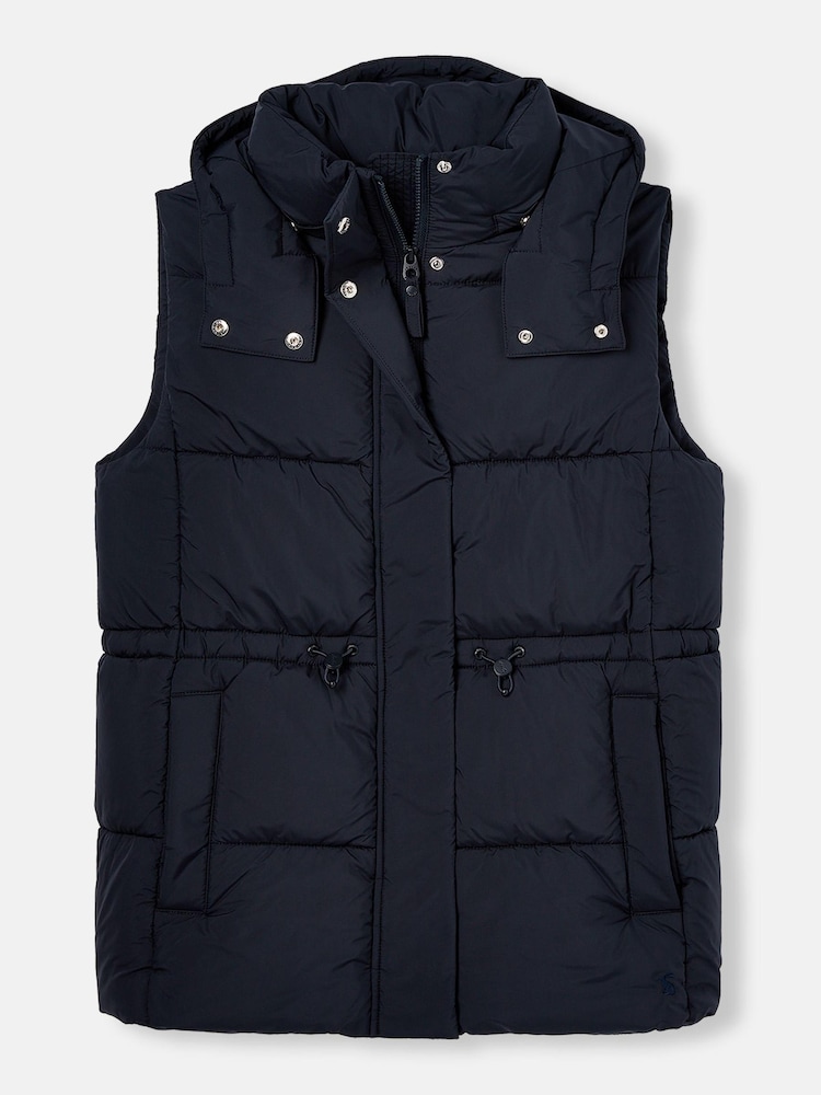 Joules Witham Navy Showerproof Padded Gilet With Hood - Image 8 of 8