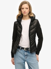 Superdry Black Hooded Storm Fleece Jacket - Image 1 of 7