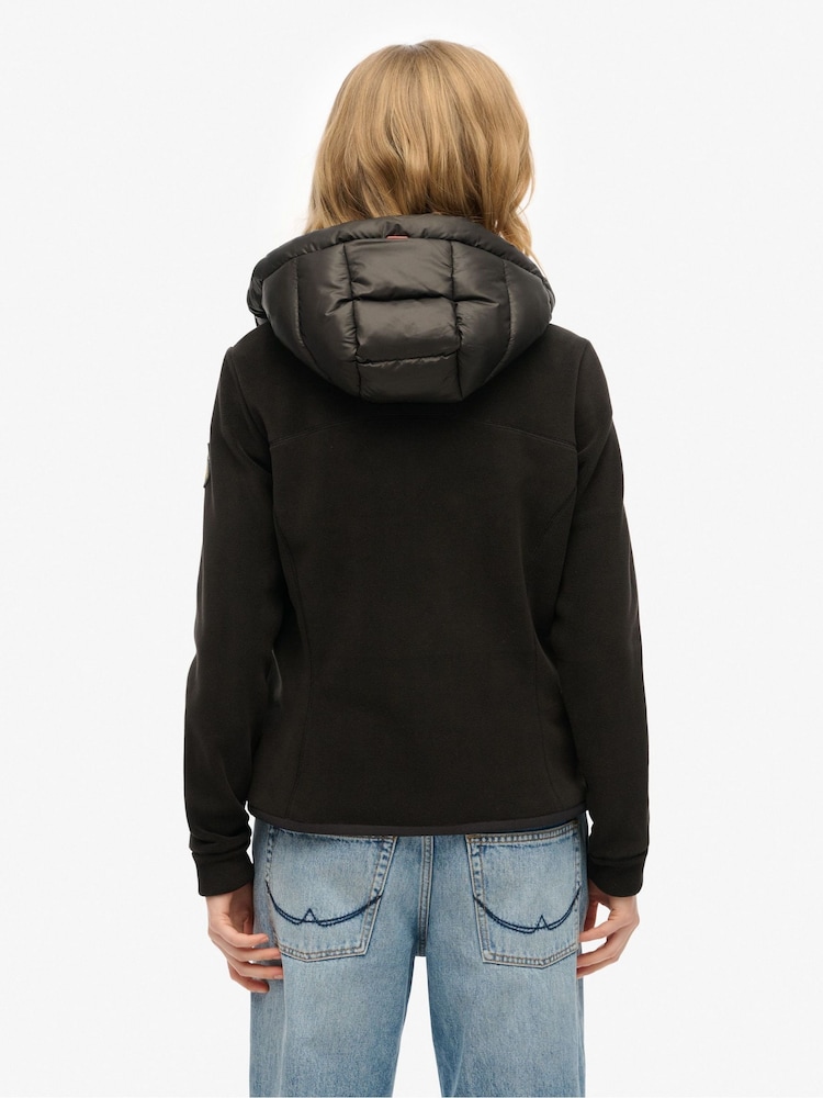 Superdry Black Hooded Storm Fleece Jacket - Image 2 of 7