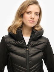Superdry Black Hooded Storm Fleece Jacket - Image 5 of 7