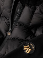 Superdry Black Hooded Storm Fleece Jacket - Image 6 of 7