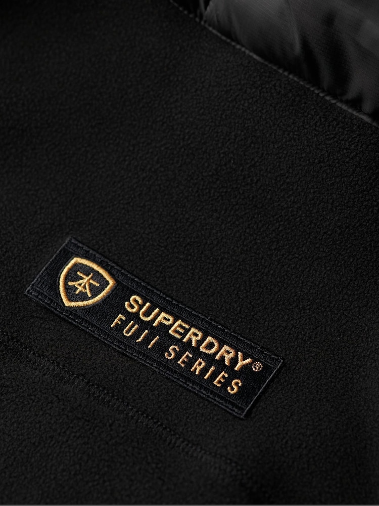 Superdry Black Hooded Storm Fleece Jacket - Image 7 of 7
