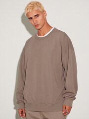 Neutral EDIT Oversized Ripped Sweatshirt - Image 1 of 8