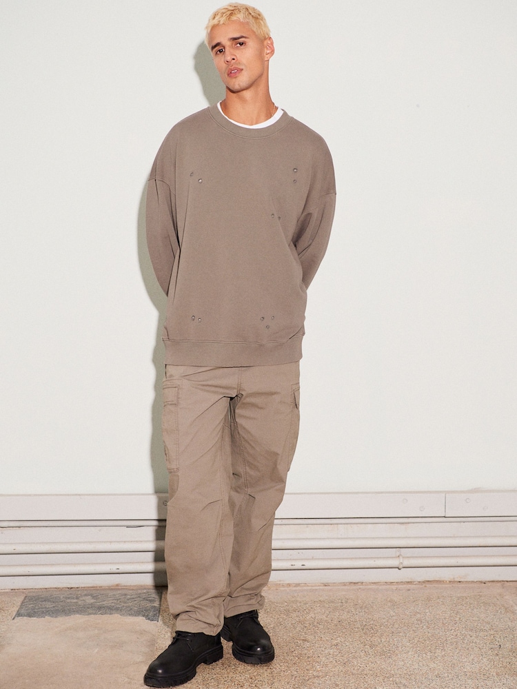 Neutral EDIT Oversized Ripped Sweatshirt - Image 2 of 8