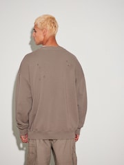 Neutral EDIT Oversized Ripped Sweatshirt - Image 3 of 8