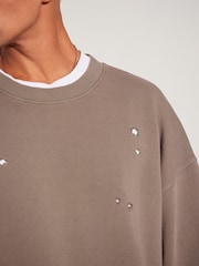 Neutral EDIT Oversized Ripped Sweatshirt - Image 4 of 8