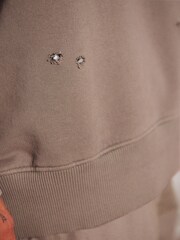 Neutral EDIT Oversized Ripped Sweatshirt - Image 5 of 8