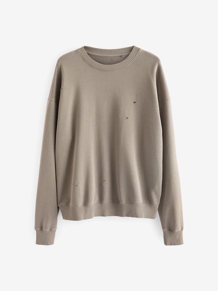 Buy Neutral EDIT Oversized Ripped Sweatshirt from Next Luxembourg
