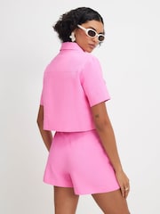 River Island Pink Linen Blend Asymmetric Pocket Skort - Image 3 of 4
