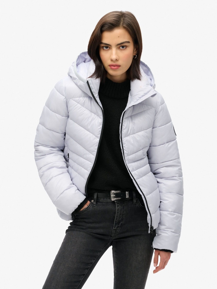 Superdry Iced Purple Hooded Fuji Quilt Padded Jacket - Image 1 of 6