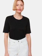 Whistles Black 100% Cotton Rosa T-Shirt - Image 1 of 4