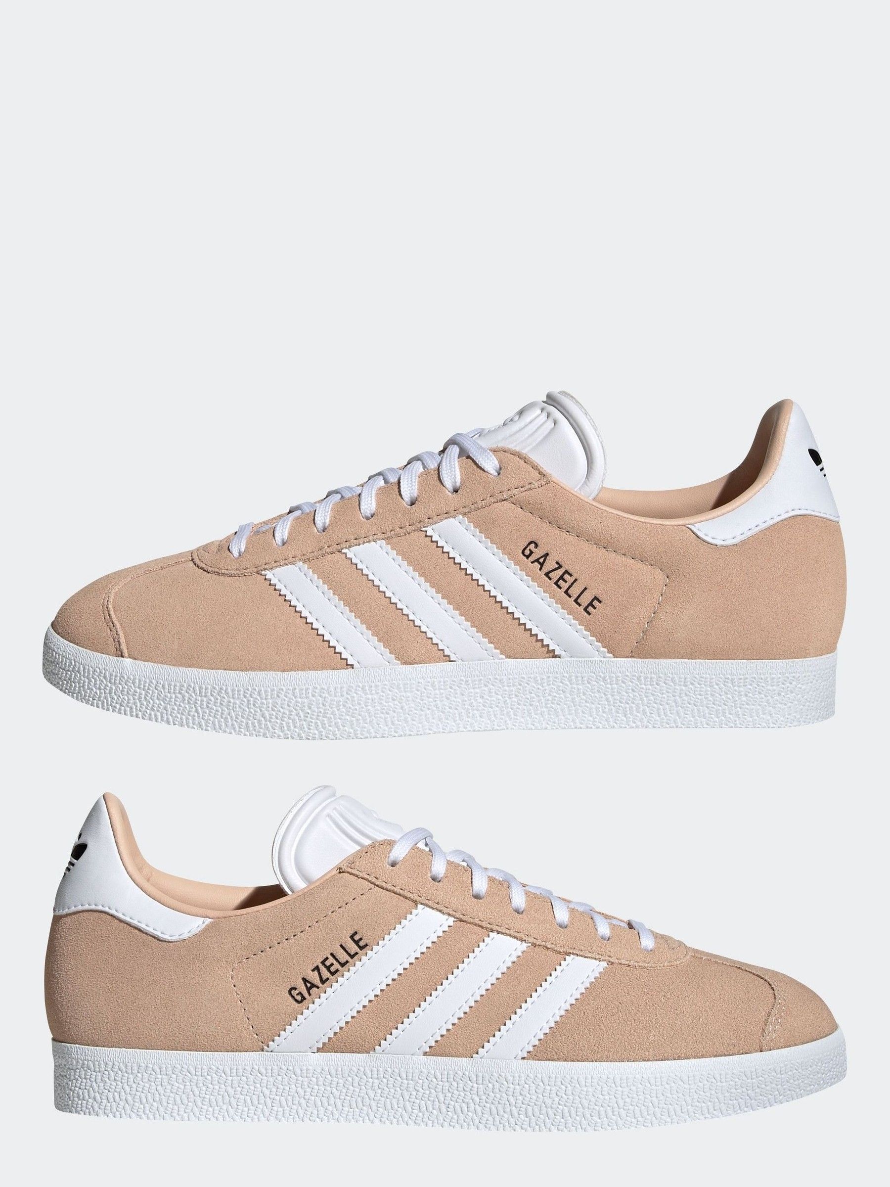 Adidas originals womens gazelle trainers ash pearl / white hot sale