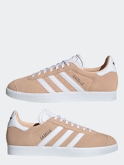 adidas Originals Pink/White Gazelle Trainers - Image 6 of 13
