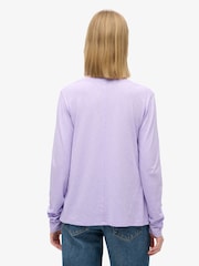 Superdry Light Lavender Purple Long Sleeve V-Neck Jersey Top - Image 2 of 6