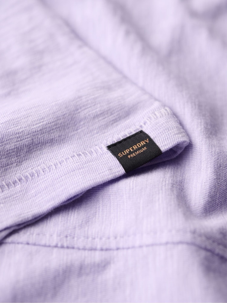 Superdry Light Lavender Purple Long Sleeve V-Neck Jersey Top - Image 6 of 6