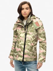 Superdry Seagrass Green Pink Camo Hooded Mountain Windbreaker Jacket - Image 1 of 6