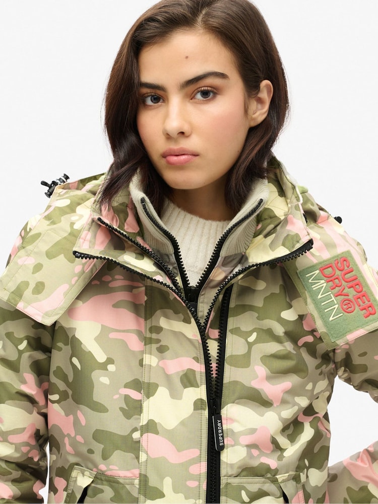 Buy Superdry Seagrass Green Pink Camo Hooded Mountain Windbreaker