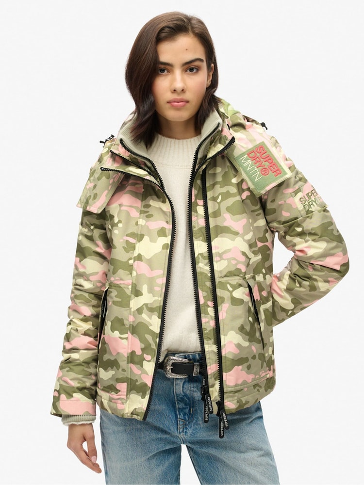 Buy Superdry Seagrass Green Pink Camo Hooded Mountain Windbreaker