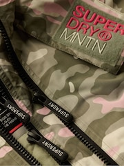 Superdry Seagrass Green Pink Camo Hooded Mountain Windbreaker Jacket - Image 6 of 6