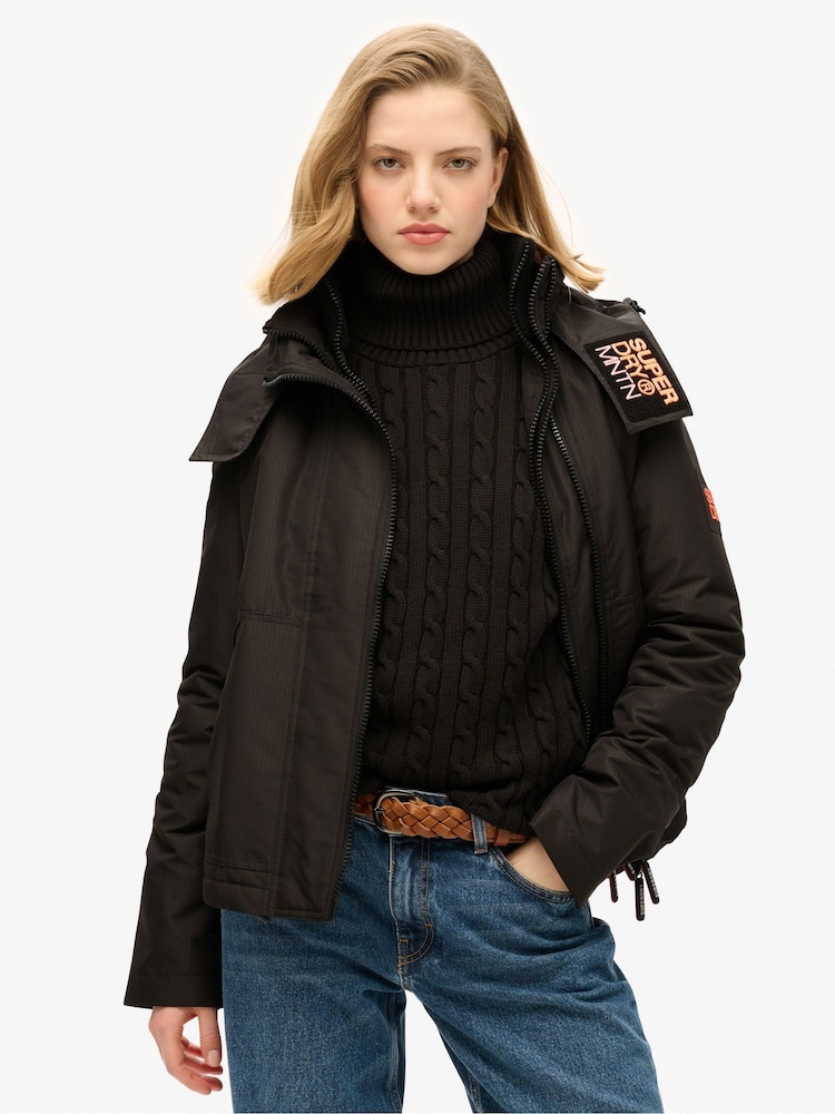 Superdry Black/Coral Hooded Mountain Windbreaker Jacket - Image 1 of 6