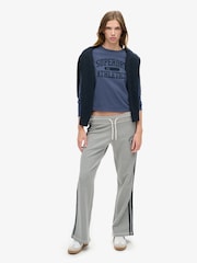 Серый меланж - Superdry Athletic в полоску Flare 100% Cotton Joggers - Изображение 2 из 6