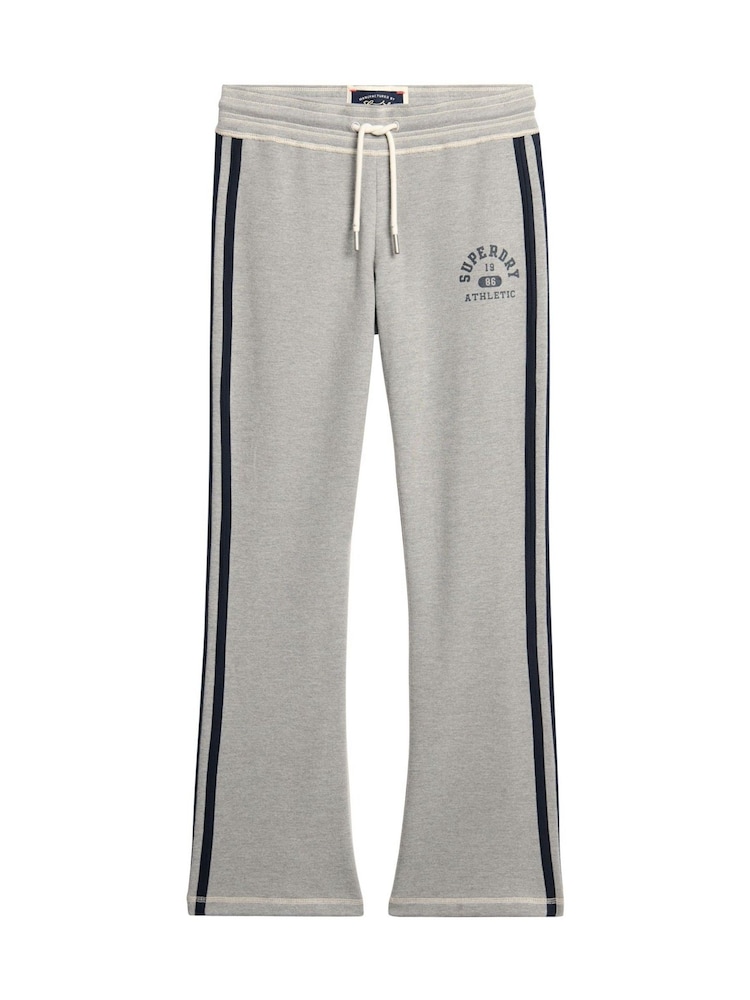 Superdry Grey Marl Athletic Stripe Flare 100% Cotton Joggers - Image 4 of 6