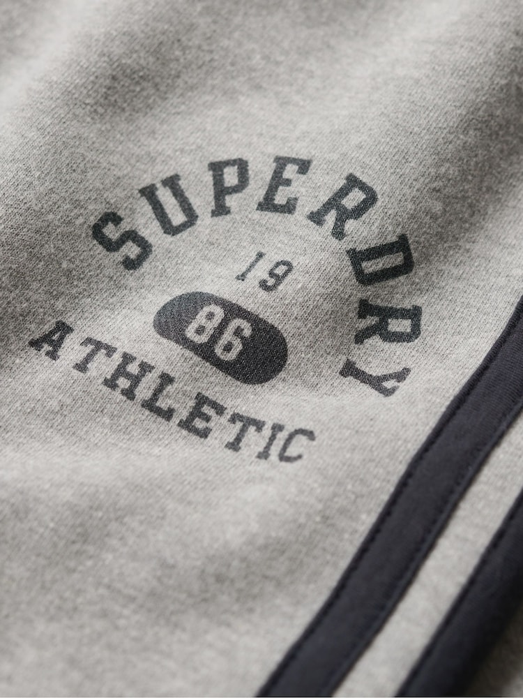 Серый меланж - Superdry Athletic в полоску Flare 100% Cotton Joggers - Изображение 6 из 6