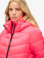 Superdry Hyper Fire Pink Hooded Fuji Quilt Padded Jacket - Image 2 of 6
