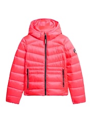 Superdry Hyper Fire Pink Hooded Fuji Quilt Padded Jacket - Image 3 of 6