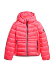 Superdry Hyper Fire Pink Hooded Fuji Quilt Padded Jacket - Image 4 of 6