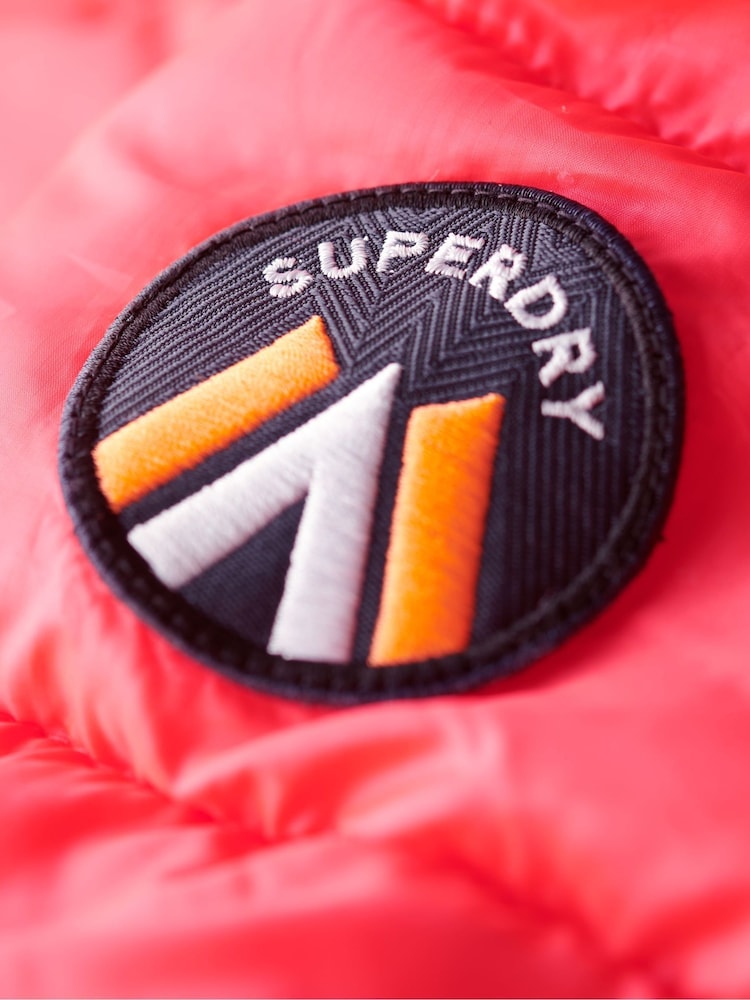 Superdry Hyper Fire Pink Hooded Fuji Quilt Padded Jacket - Image 6 of 6