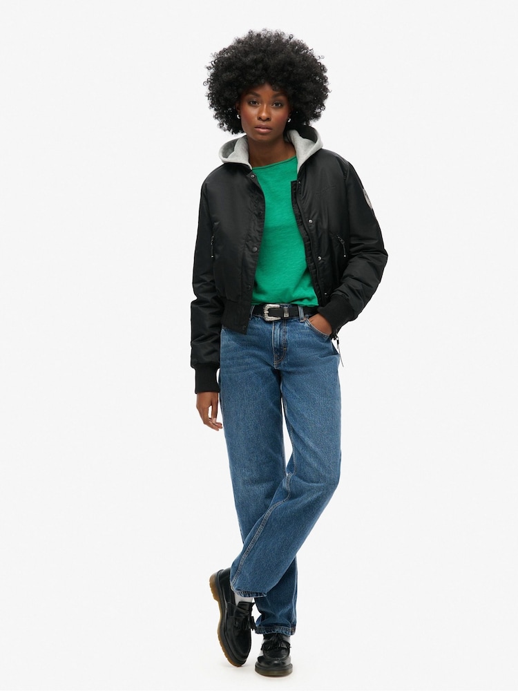 Superdry Drop Kick Green Long Sleeve 100% Cotton French Terry Top - Image 2 of 4