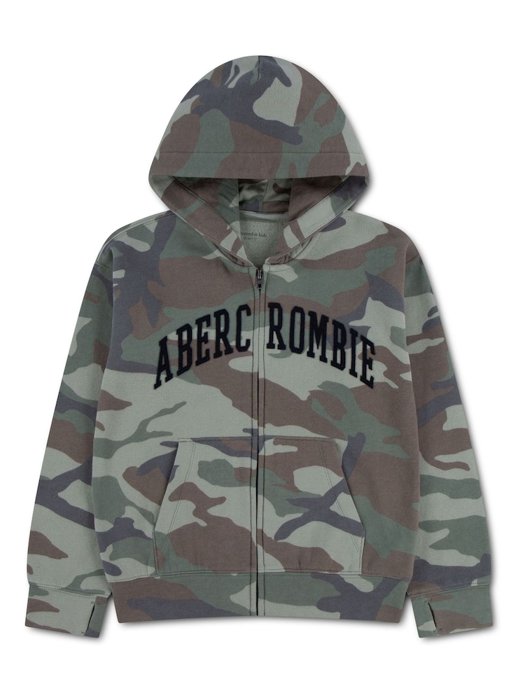 Abercrombie & Fitch Green Logo Full Zip Hoodie - Image 1 of 3