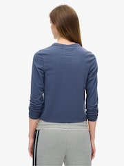 Superdry Mariner Navy Athletic Ringer Slim Long Sleeve Top - Image 2 of 6