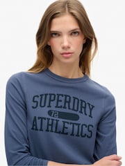 Superdry Mariner Navy Athletic Ringer Slim Long Sleeve Top - Image 4 of 6