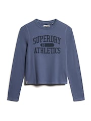 Superdry Mariner Navy Athletic Ringer Slim Long Sleeve Top - Image 5 of 6