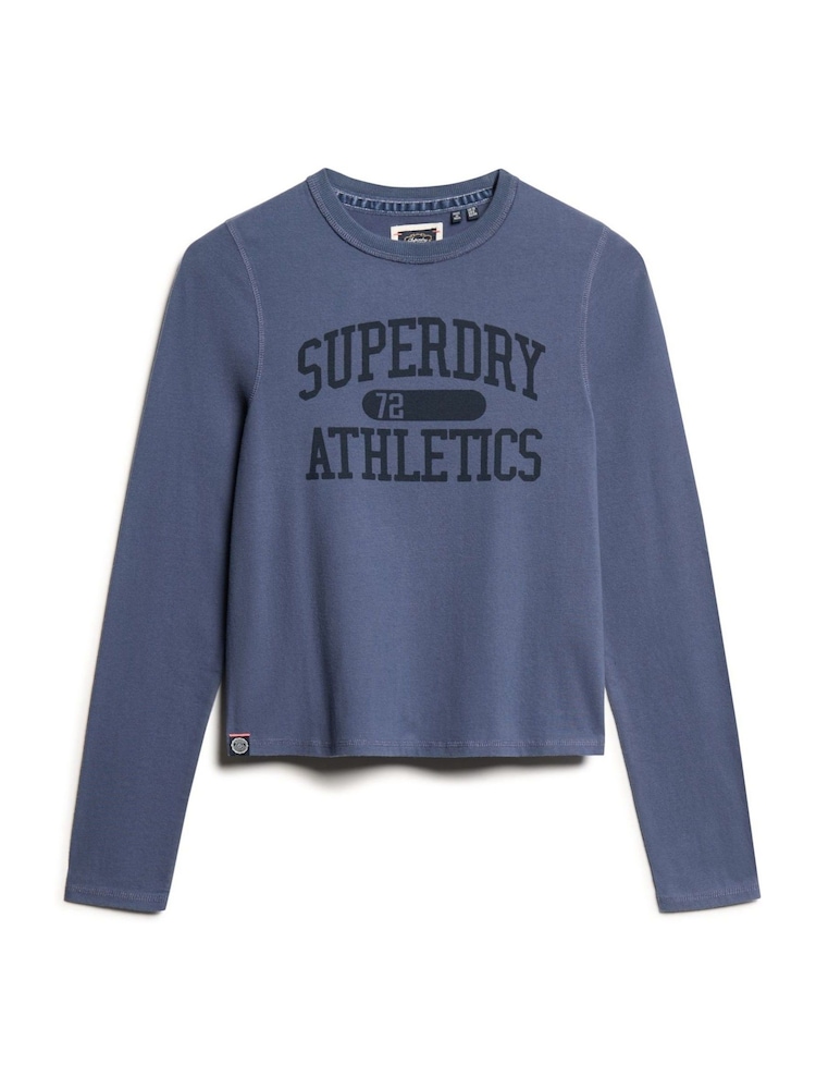 Superdry Mariner Navy Athletic Ringer Slim Long Sleeve Top - Image 5 of 6