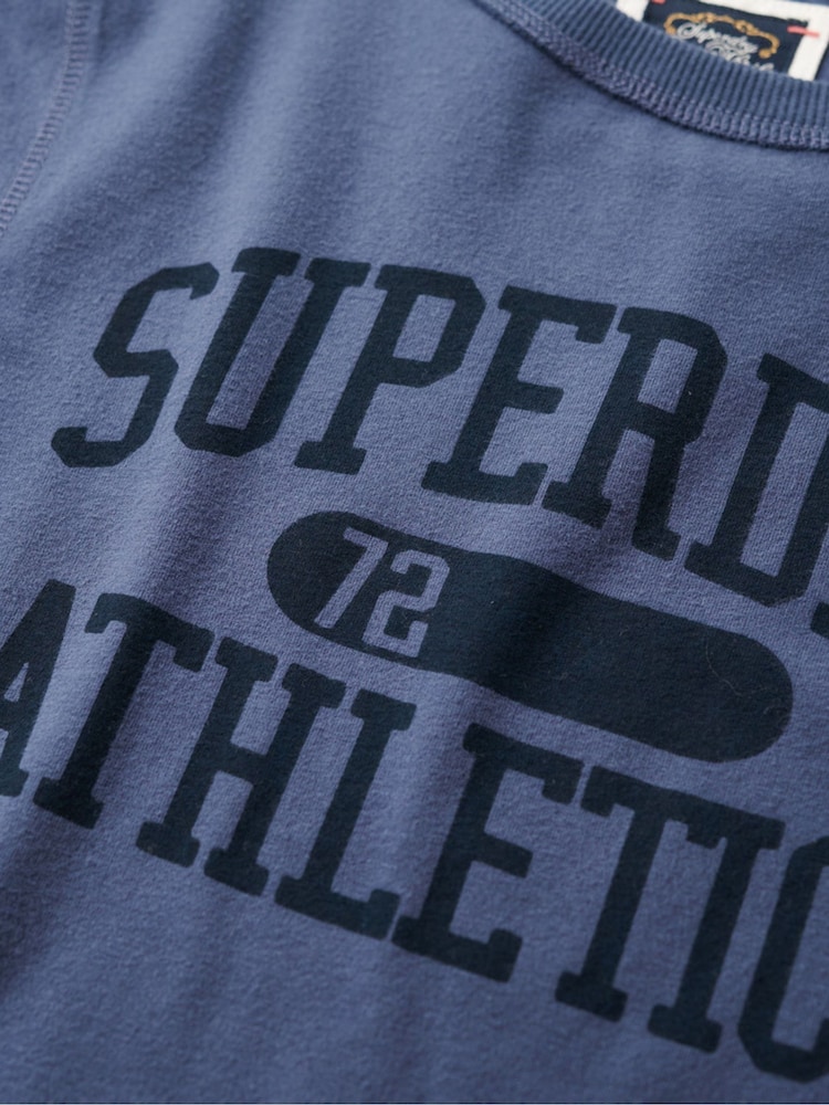Superdry Mariner Navy Athletic Ringer Slim Long Sleeve Top - Image 6 of 6