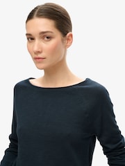 Superdry Eclipse Navy Long Sleeve 100% Cotton French Terry Top - Image 3 of 5