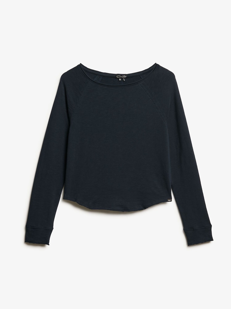 Superdry Eclipse Navy Long Sleeve 100% Cotton French Terry Top - Image 4 of 5