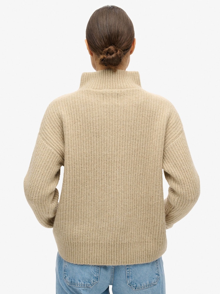 Superdry Fudge Brown Essential Half Zip Jumper - Image 2 of 5
