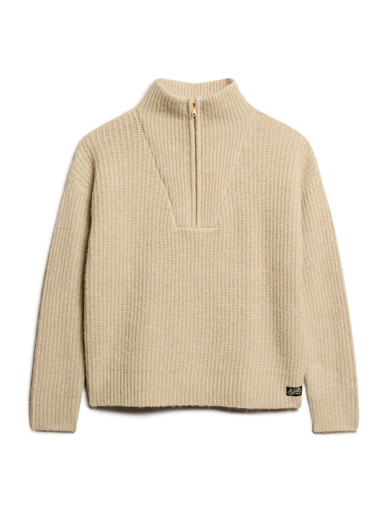 Superdry Fudge Brown Essential Half Zip Jumper - Image 4 of 5